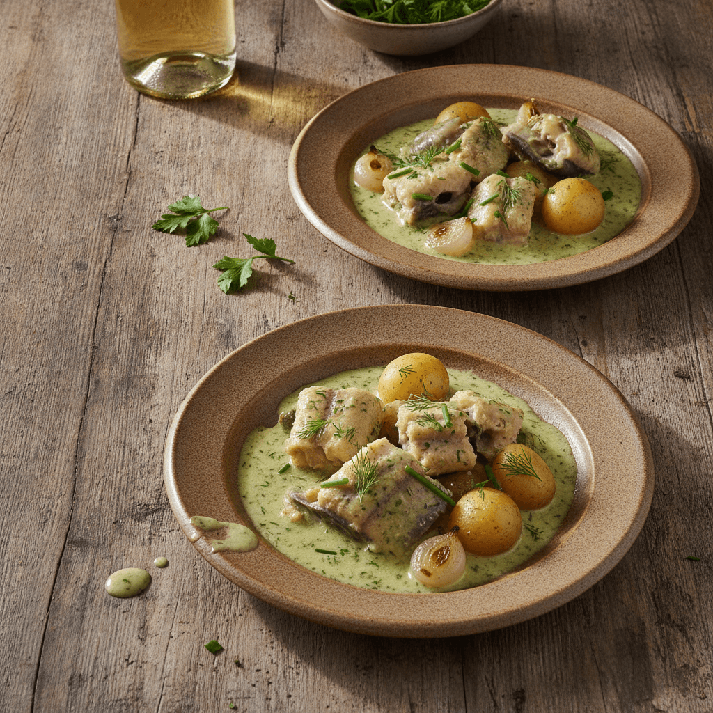 Aal grün mit Weißwein