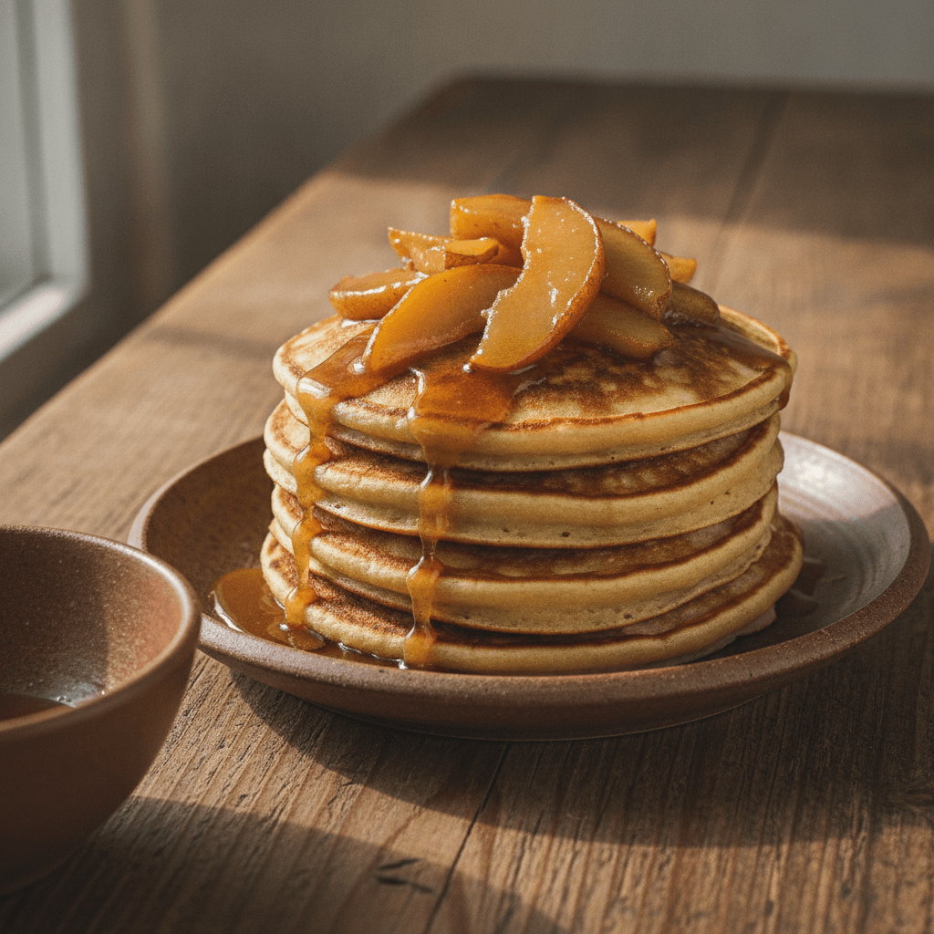 Ahornsirup-Birnen-Pancakes