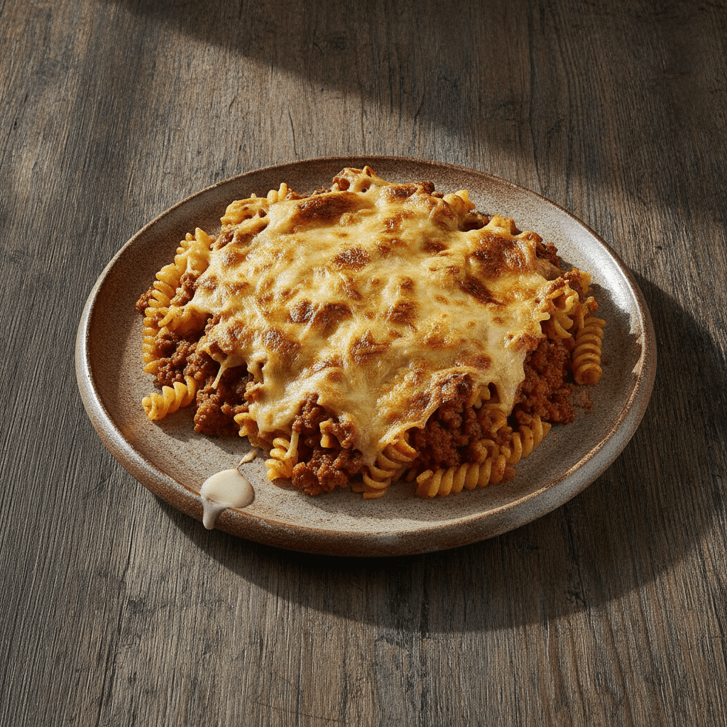 Allgäuer Nudelgratin mit würzigem Hackfleisch