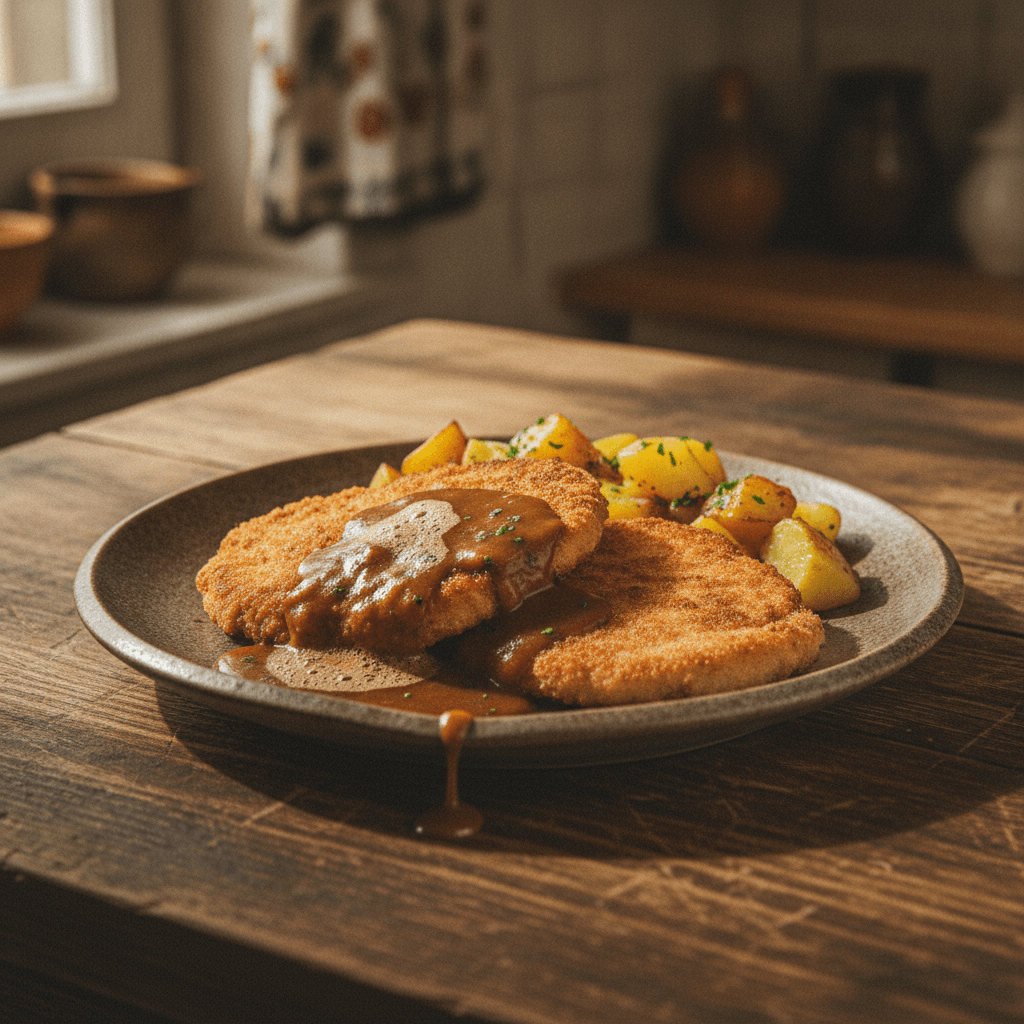 Altbayrisches Schnitzel in Biersauce
