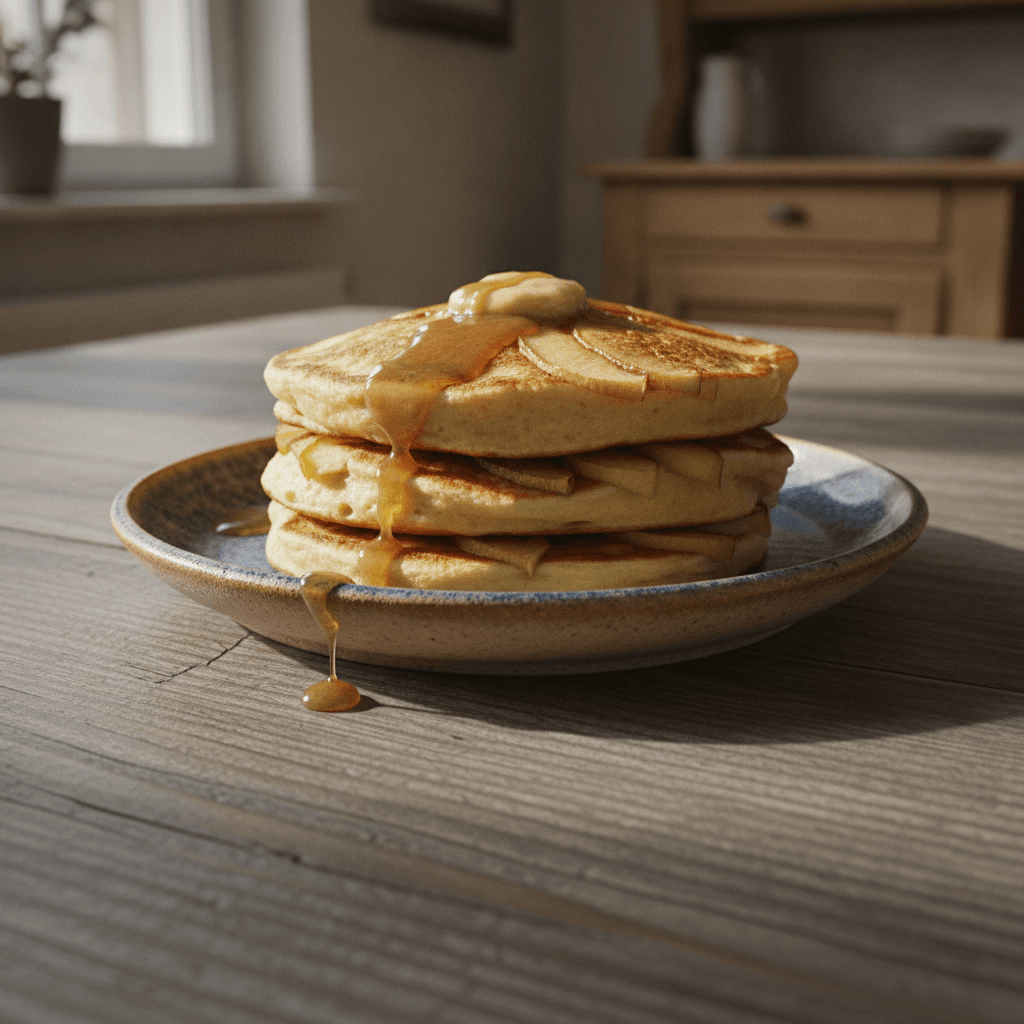 Apfelpfannkuchen mit Ahornsirup-Butter