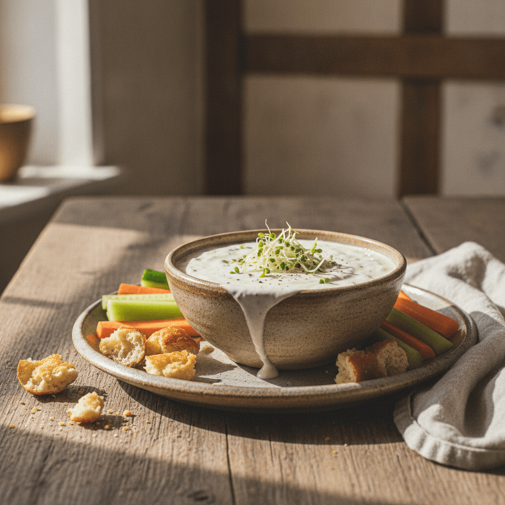 Aromatisch-frischer Alfalfasprossen-Sauerrahm-Dip