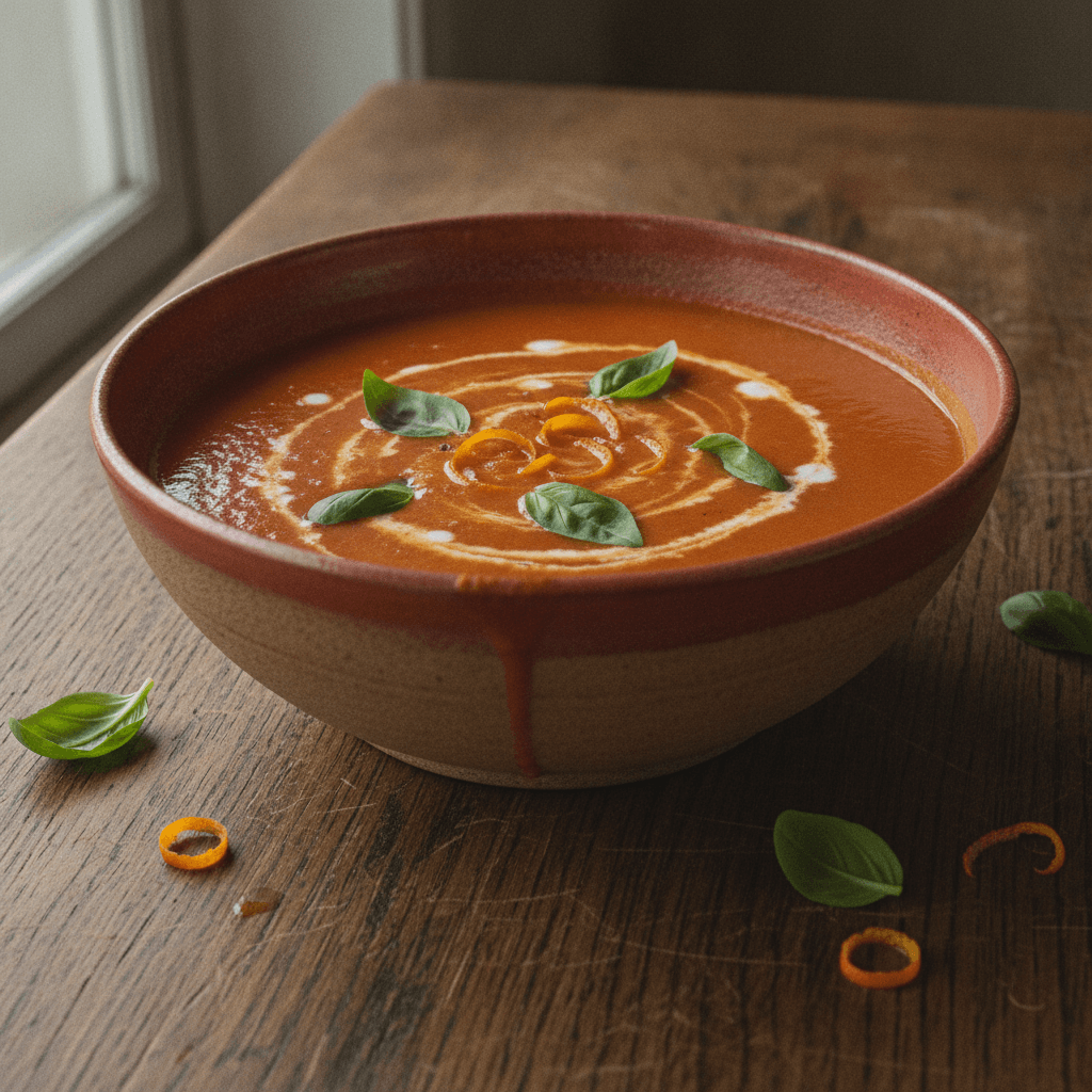 Aromatische Tomatensuppe mit Orangen-Twist