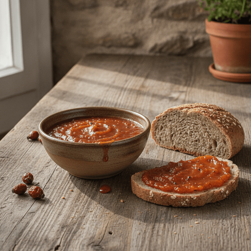 Fruchtiges Hagebuttenmark aus der Küchenmaschine