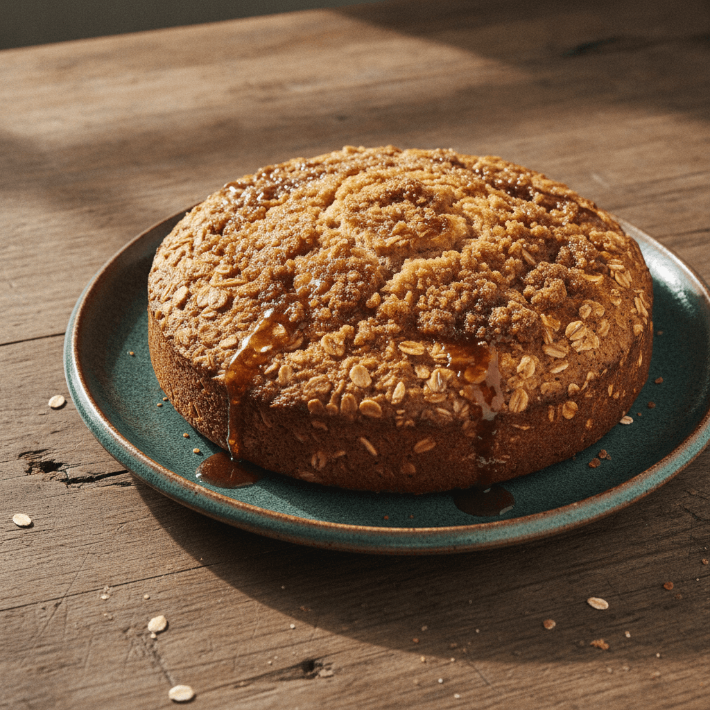 Saftiger Haferflockenkuchen mit Kandisfarin-Topping